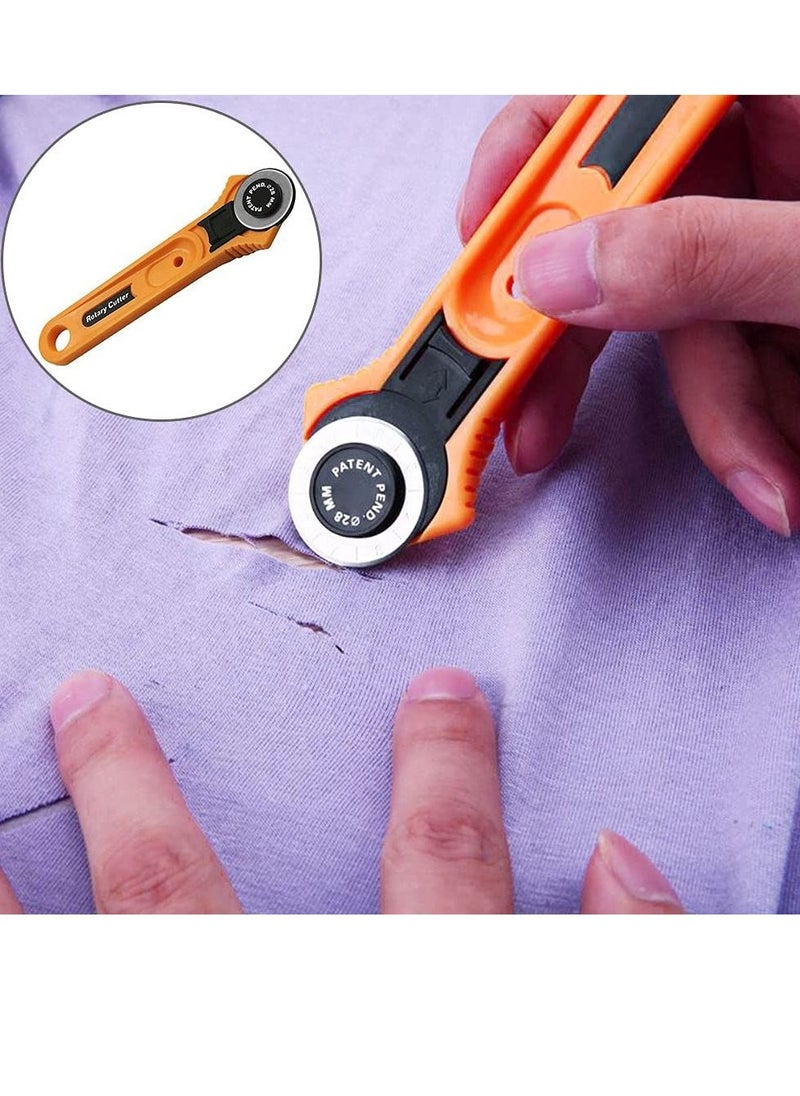 KASTWAVE - 28mm Fabric Cutter, Leather Rotary Cutters, Plastic Handle Wheel Cutter for Papers Leather Fabric Sewing Plastic Blade Patchwork Leather Vinyl Paper Craft, 2pcs - Image 1