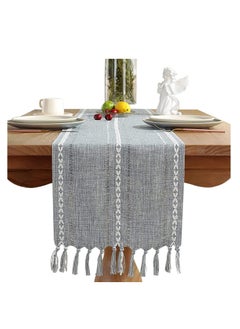 Vintage Table Runner with Tassels 13 70 Inch Woven Hollow Out Farmhouse Cotton Linen Classic for Dining Party Holiday Decorations Home Bedroom Rustic Wedding Coffee Dining Machine Washable