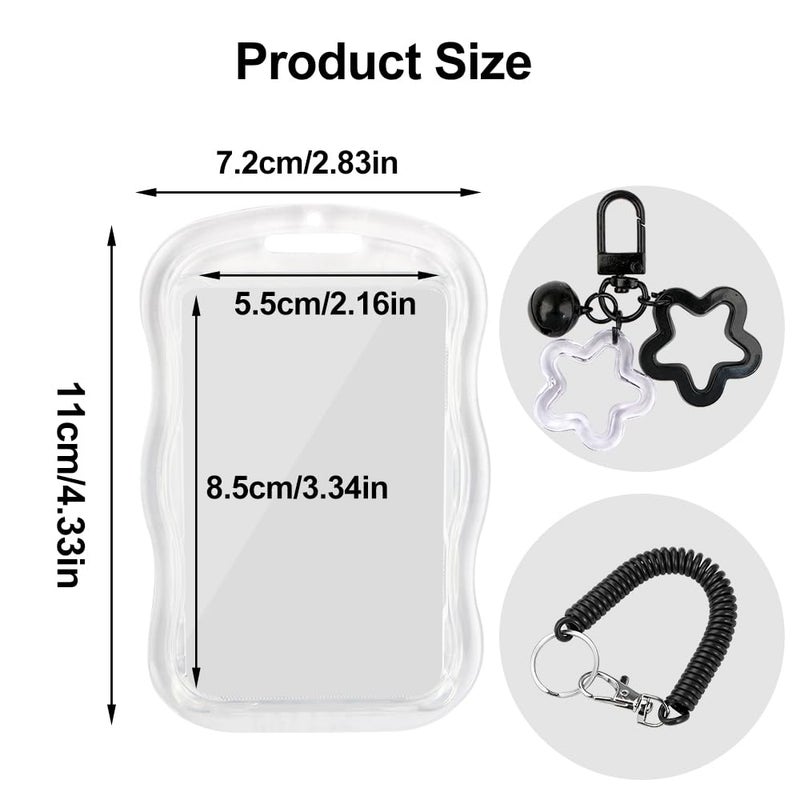 IPEWOEF 1Pcs Cute Photocard Holder Keychain Kpop Photo Card Holder Star Wave Photocard Keychain Transparent Pc Holder Creative Photocards Holder for Bus Student Card Photo Protector - Image 2