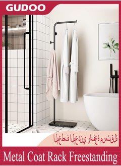GUDOO Metal Coat Rack Freestanding Coat Hanger Stand With 3 Hooks Clothing Rack with Natural Marble Base,  Modern Coat Stand for Entryway Living Room Bedroom Office  - Image 3