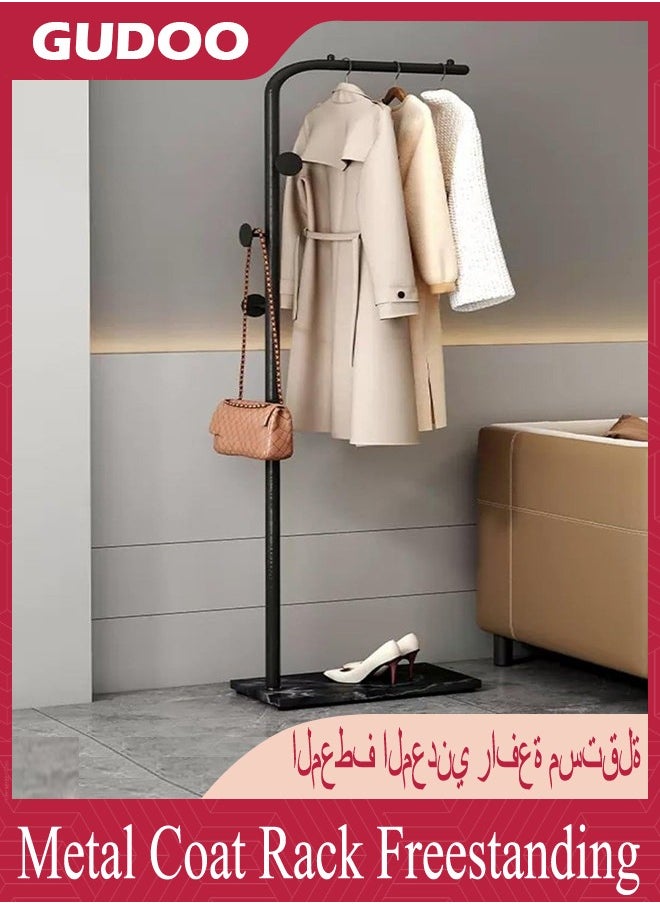 GUDOO حامل معاطف معدني قائم بذاته مع 3 خطافات وقاعدة رخامية طبيعية شماعة ملابس حديثة لحامل المعاطف، مثالية للاستخدام في المدخل، غرفة المعيشة، غرفة النوم، والمكتب.  - Image 5
