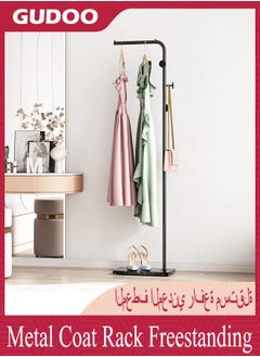 GUDOO Metal Coat Rack Freestanding Coat Hanger Stand With 3 Hooks Clothing Rack with Natural Marble Base,  Modern Coat Stand for Entryway Living Room Bedroom Office  - Image 2