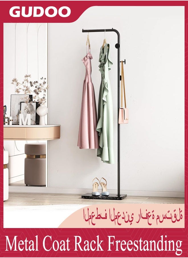 GUDOO حامل معاطف معدني قائم بذاته مع 3 خطافات وقاعدة رخامية طبيعية شماعة ملابس حديثة لحامل المعاطف، مثالية للاستخدام في المدخل، غرفة المعيشة، غرفة النوم، والمكتب.  - Image 2