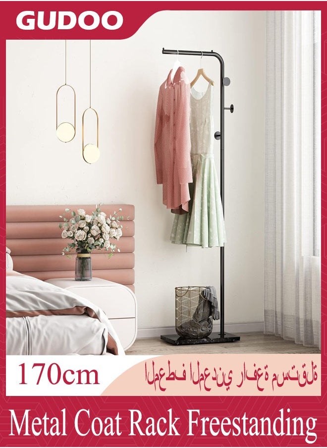 GUDOO حامل معاطف معدني قائم بذاته مع 3 خطافات وقاعدة رخامية طبيعية شماعة ملابس حديثة لحامل المعاطف، مثالية للاستخدام في المدخل، غرفة المعيشة، غرفة النوم، والمكتب.  - Image 4
