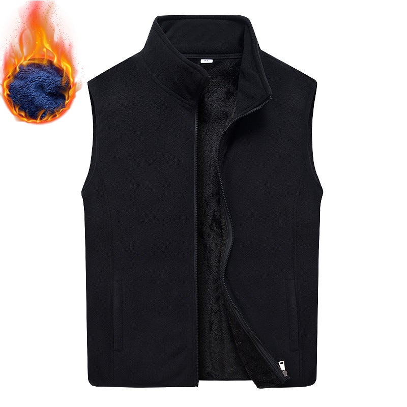 Polar Fleece Vest Men'S Windproof Warm Fleece-Lined Thickened Vest Jacket Plus Size Stand Collar Fashion Casual - Image 2