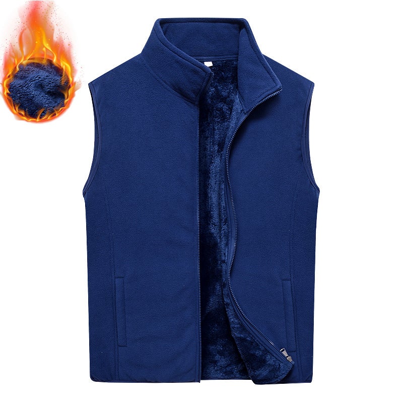 Polar Fleece Vest Men'S Windproof Warm Fleece-Lined Thickened Vest Jacket Plus Size Stand Collar Fashion Casual - Image 4