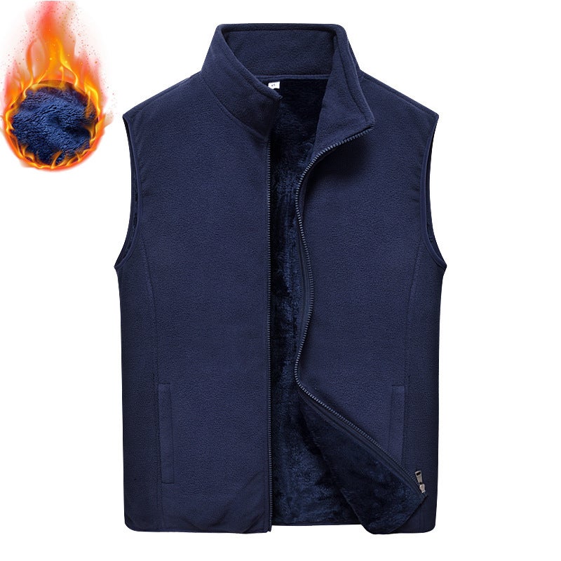 Polar Fleece Vest Men'S Windproof Warm Fleece-Lined Thickened Vest Jacket Plus Size Stand Collar Fashion Casual - Image 3