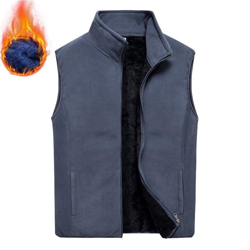Polar Fleece Vest Men'S Windproof Warm Fleece-Lined Thickened Vest Jacket Plus Size Stand Collar Fashion Casual - Image 5