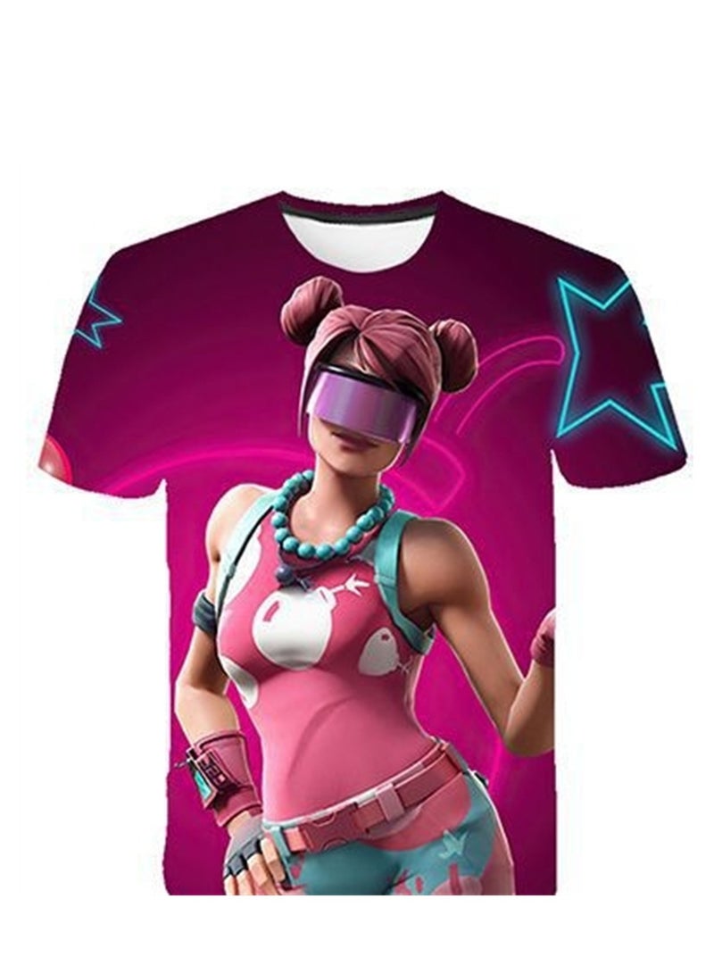 مجموعة Game Fortnite مجموعة شورت تي شيرت للأطفال بطباعة رقمية ثلاثية الأبعاد قابلة للتنفس - Image 2