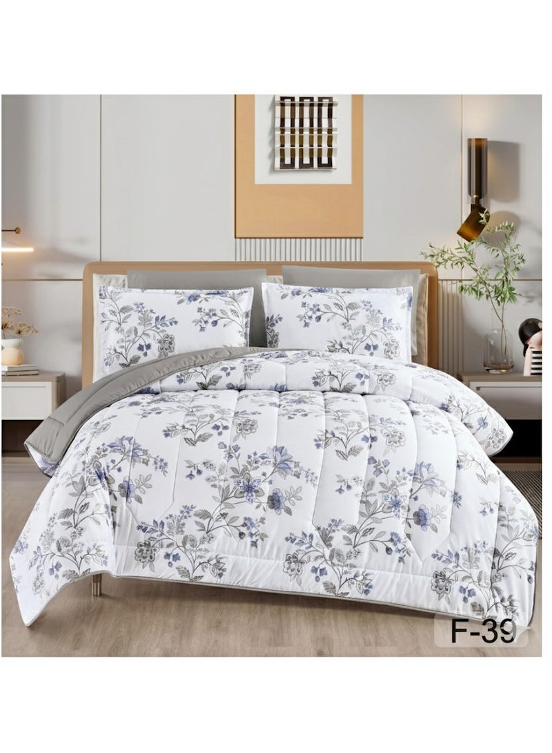 ماركه  مفرش سرير نفرين 6 قطع وجهين (مشجر/سادة) من المايكروفايبر الفاخر – تصميم أنيق يمنحك لمسة فخامة وراحة منعشة بمقاس 230×250 سم" - Image 1