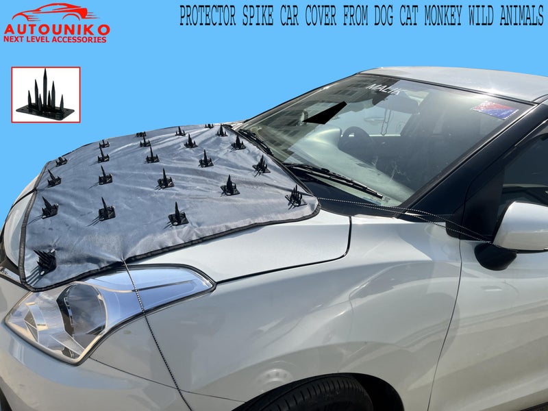 AUTOUNIKO Dustproof Bonnet Spike Car Cover Complete Protection from Street Dogs Cat Monkeys & Wild Animals, compatible with Universal Fit Sedan, Coupe, Hatchback, SUV, Van, Pickup, Crossover, Grey - Image 5