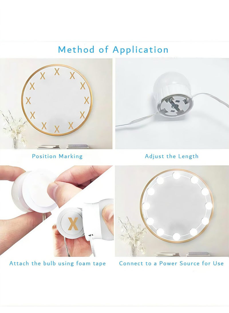 10-Pieces LED Vanity Mirror Light Set Coll White 45∗45∗47cm USB-Rechargeable Light Bulb - Image 4