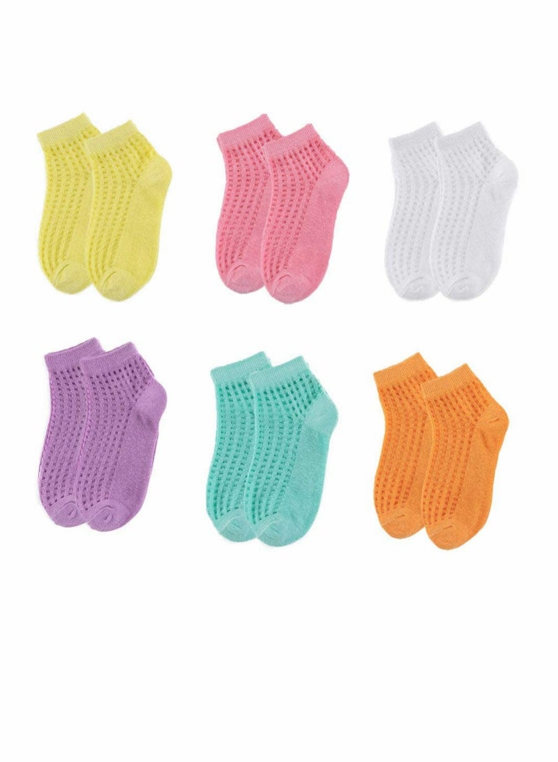 Excefore 6 Pairs Socks Summer Baby Socks Kid Socks Children with Non Skid Soles Comfortable Cotton Sock for Kids Baby Boys Girls - Image 1