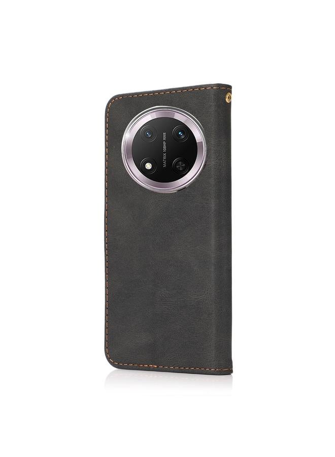 زبون جراب هاتف Honor X9C من الجلد بخياطة ثنائية اللون - Image 3