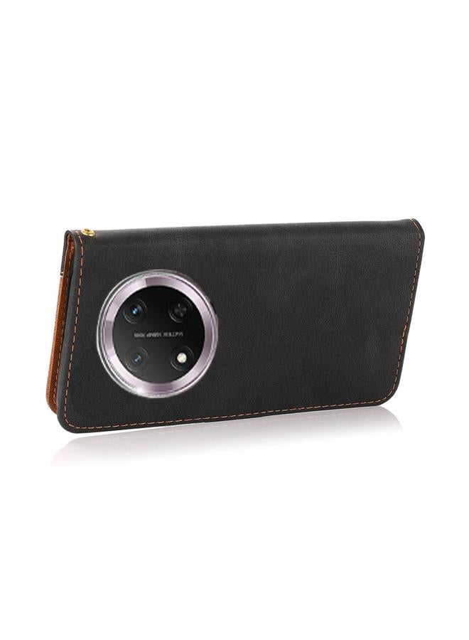 زبون جراب هاتف Honor X9C من الجلد بخياطة ثنائية اللون - Image 5