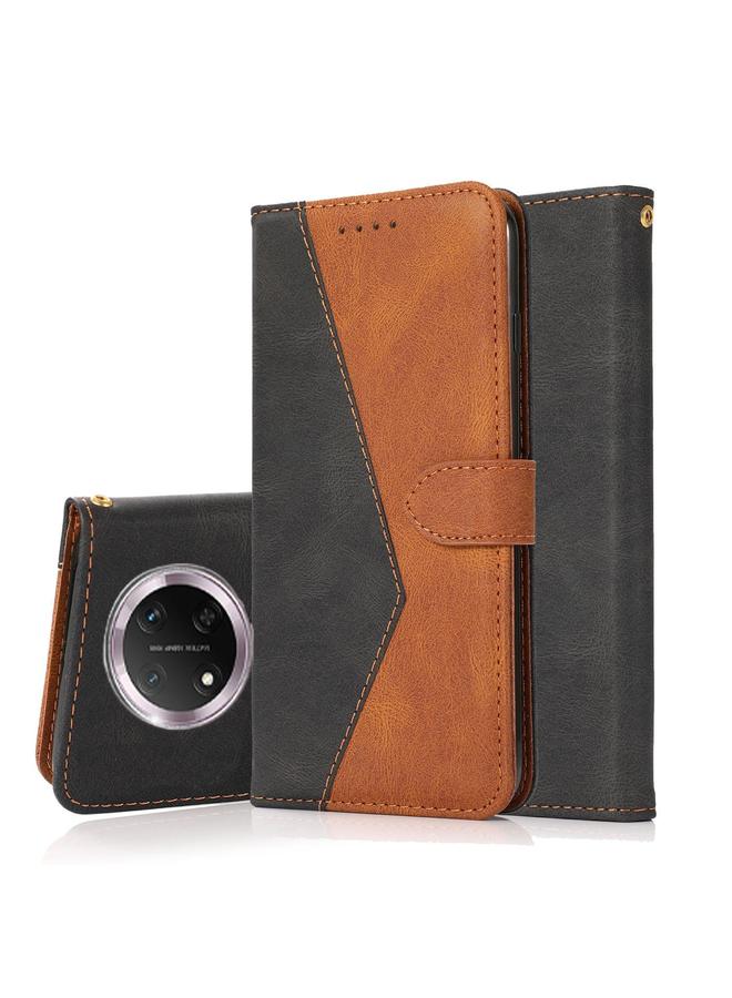 زبون جراب هاتف Honor X9C من الجلد بخياطة ثنائية اللون - Image 1