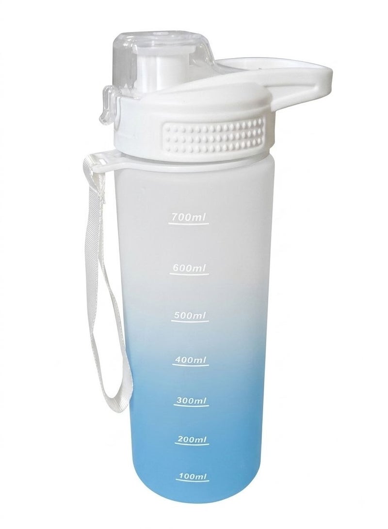 SPORT Frosted Gradient Sports Water Bottle With Capacity Markings And Leak Proof Flip Lid Multicolor Gym Fitness Drinkware - Image 5