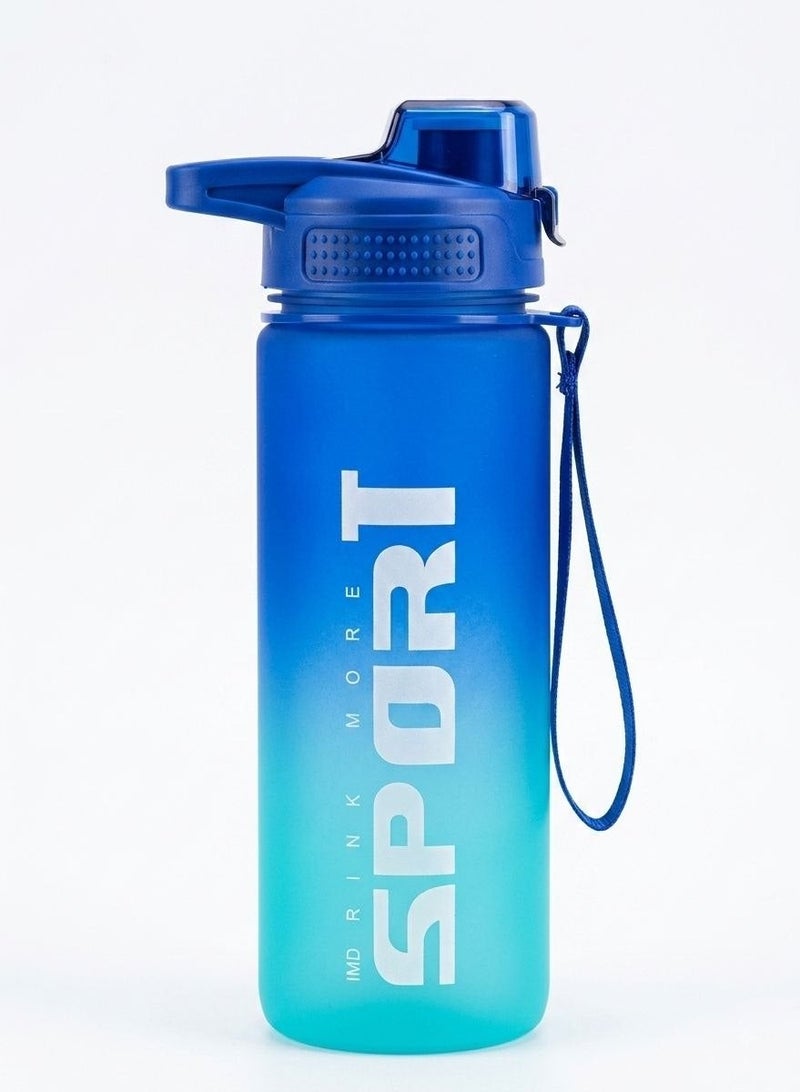 SPORT Frosted Gradient Sports Water Bottle With Capacity Markings And Leak Proof Flip Lid Multicolor Gym Fitness Drinkware - Image 1