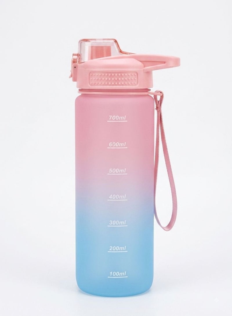 SPORT Frosted Gradient Sports Water Bottle With Capacity Markings And Leak Proof Flip Lid Multicolor Gym Fitness Drinkware - Image 3