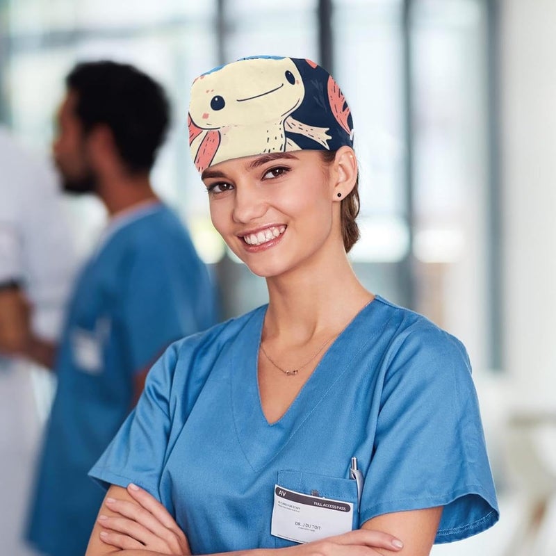Adjustable 4 Packs Cute Nutcracker Women Bouffant Cap Scrub Hat for Woman Men - Image 5