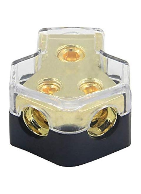 Car Audio Amp Power Distribution Block, 0/2/4 Gauge Input, 4/8/10 Gauge Output, Stereo Audio Splitter Connection Block for Car Sound System (2Way)