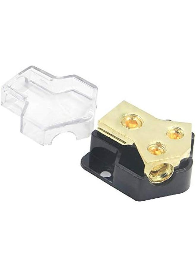 Car Audio Amp Power Distribution Block, 0/2/4 Gauge Input, 4/8/10 Gauge Output, Stereo Audio Splitter Connection Block for Car Sound System (2Way)