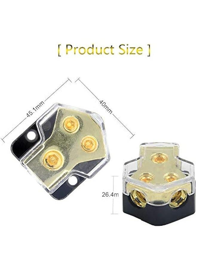 Car Audio Amp Power Distribution Block, 0/2/4 Gauge Input, 4/8/10 Gauge Output, Stereo Audio Splitter Connection Block for Car Sound System (2Way)