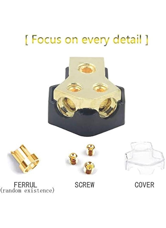 Car Audio Amp Power Distribution Block, 0/2/4 Gauge Input, 4/8/10 Gauge Output, Stereo Audio Splitter Connection Block for Car Sound System (2Way)