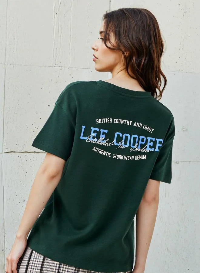 لي كوبر تيشيرت لي كوبر بقصة عادية وطباعة شعار قطن