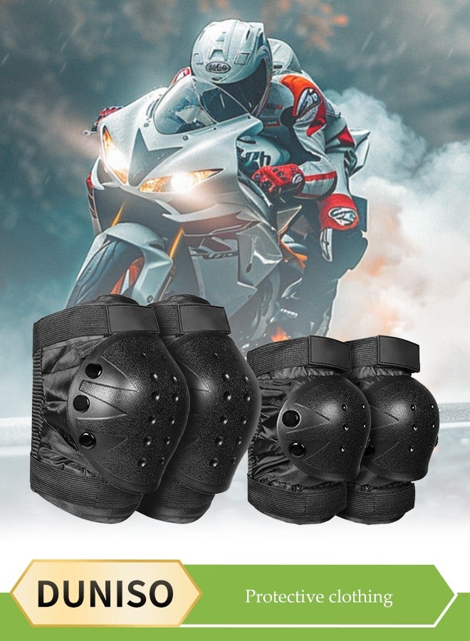 ماركة غير محددة 4Pcs Motorcycle Knee Shin Guards，Motorcycle Protective Gear Kit ,Protective Gear for Adults，Adjustable，for Motorcycle Motocross Racing Mountain Bike  - Image 1