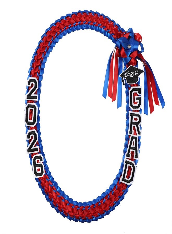 Erligo Graduation Leis 2026 Ribbon Leis for Graduation, Class of 2026 Graduation Necklace for College High School, Graduation DIY Decors Party Supplies (Red and Royal blue) - Image 1