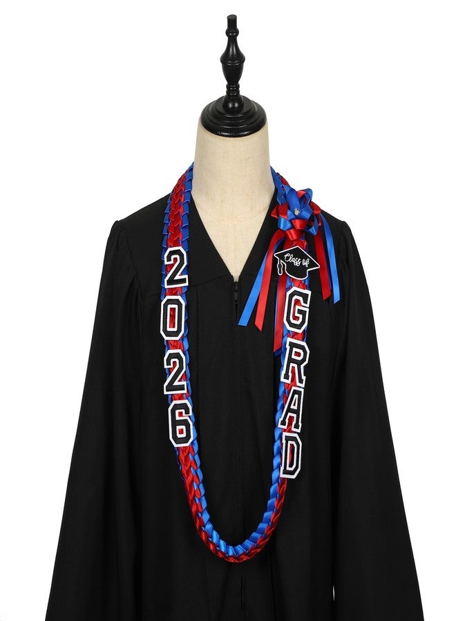 Erligo Graduation Leis 2026 Ribbon Leis for Graduation, Class of 2026 Graduation Necklace for College High School, Graduation DIY Decors Party Supplies (Red and Royal blue) - Image 5
