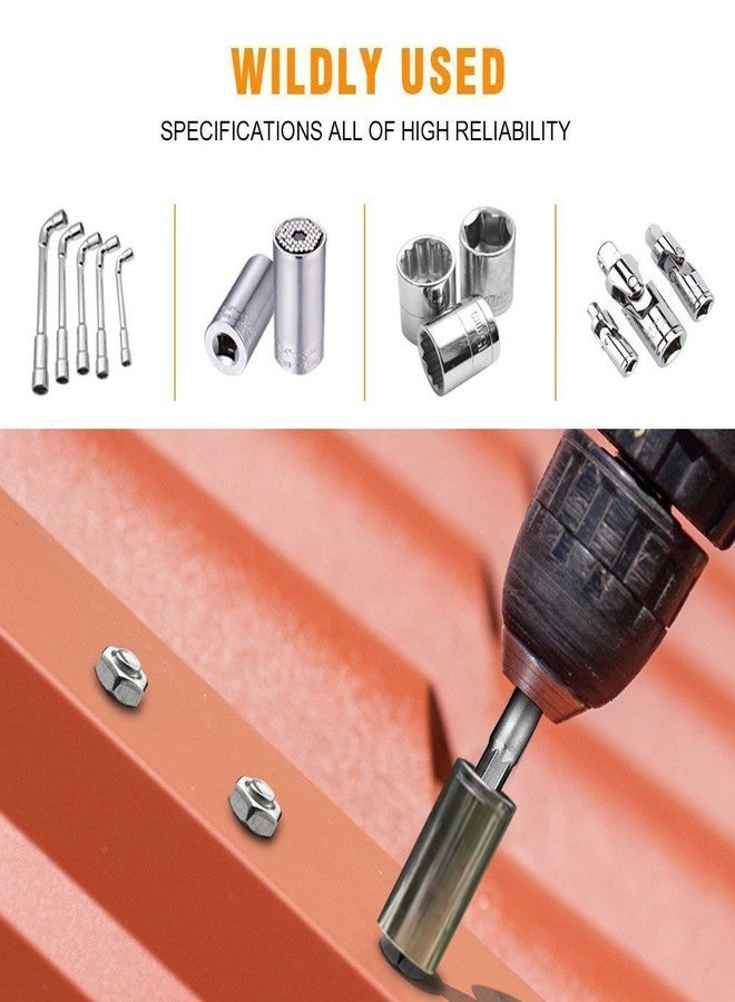 A AND S Tools A AND S TOOL® Impact Grade Socket Adapter Set - 3 Packs Drill Bit Adapter with Bit Holder, Sizes 1/4", 3/8", 1/2", 1/4-Inch Hex Shank, Cr-V, for Cordless Drill & Screwdriver, Power Drill & Driver - Image 4