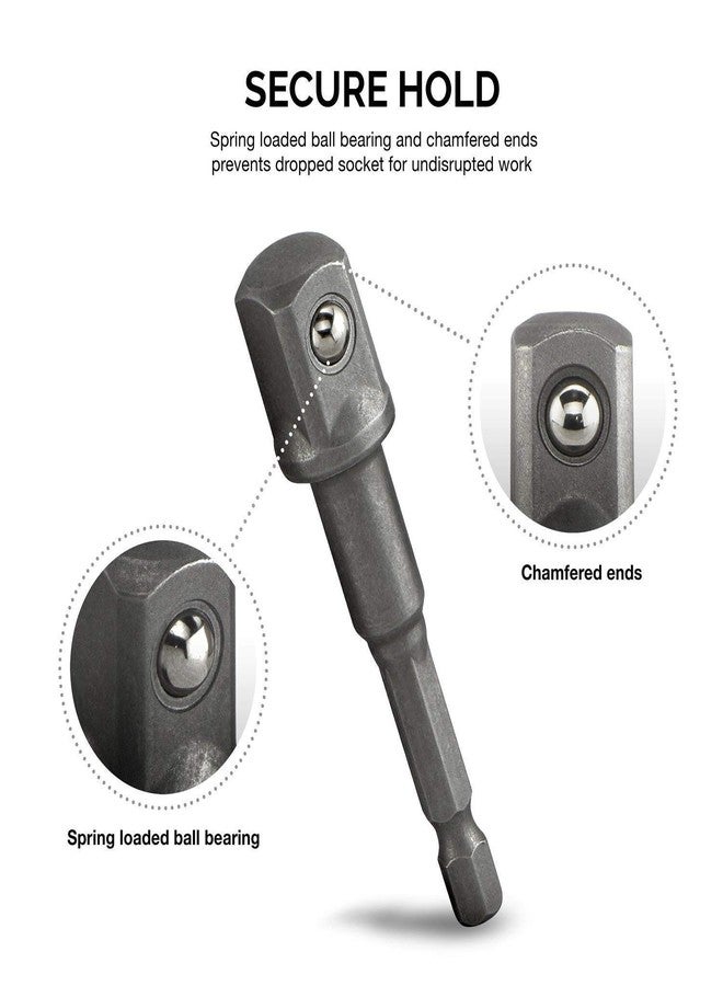 A AND S Tools A AND S TOOL® Impact Grade Socket Adapter Set - 3 Packs Drill Bit Adapter with Bit Holder, Sizes 1/4", 3/8", 1/2", 1/4-Inch Hex Shank, Cr-V, for Cordless Drill & Screwdriver, Power Drill & Driver - Image 3