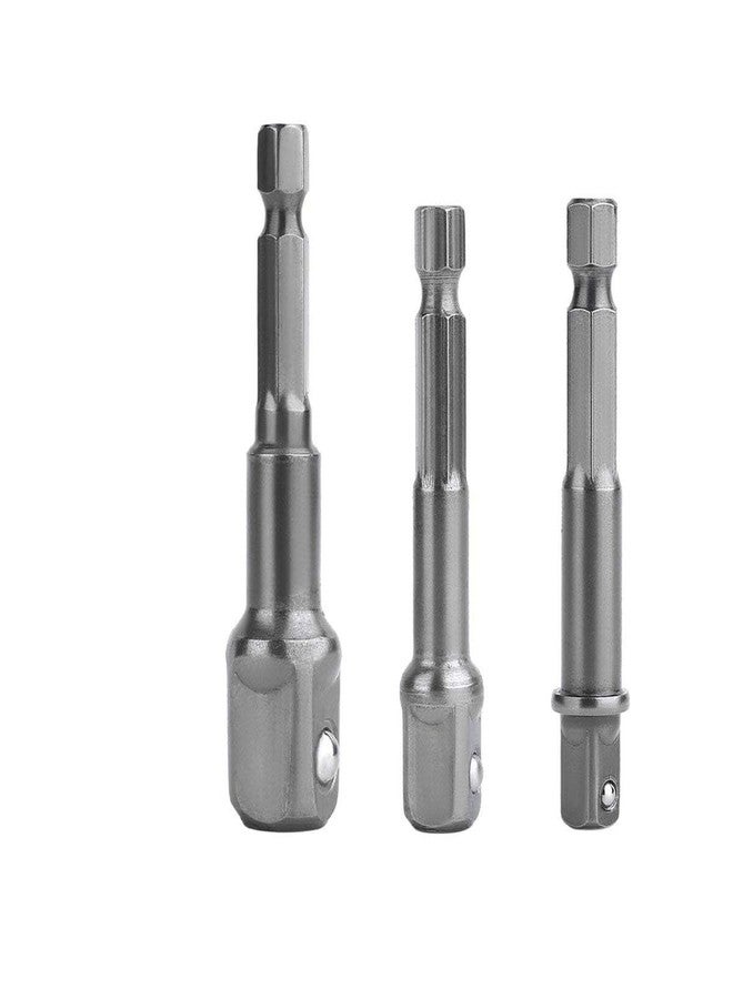 A AND S Tools A AND S TOOL® Impact Grade Socket Adapter Set - 3 Packs Drill Bit Adapter with Bit Holder, Sizes 1/4", 3/8", 1/2", 1/4-Inch Hex Shank, Cr-V, for Cordless Drill & Screwdriver, Power Drill & Driver - Image 1