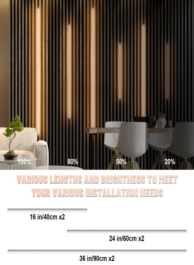 Lichaser LED Recessed Lighting for Acoustic Panel, 6 Pcs of 3000K Dimmable LED Strip Light for Wood Slat Wall Panel in Parallel with Touch Sensor, Self-Adhesive for Slat Wall Decor (2*36+2*24+2*16 in) - Image 4