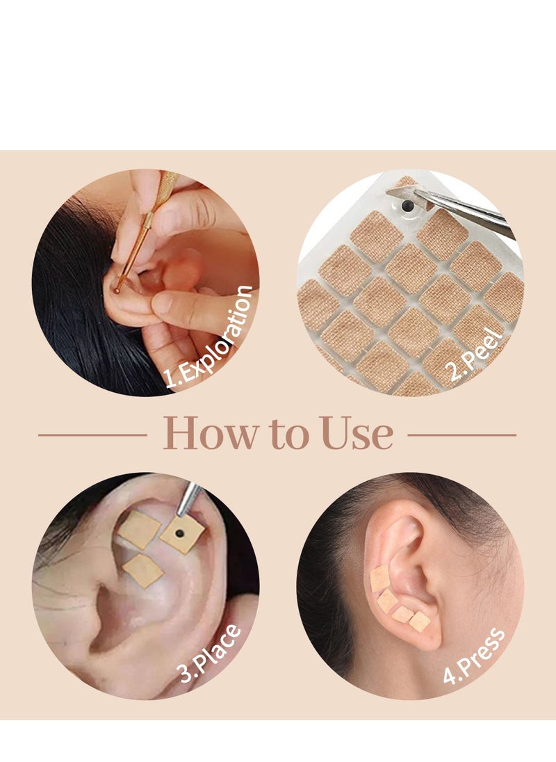 SYOSI - Multi-Condition Ear Seeds Acupuncture Kit, Facial Reflexology Tools, with Acupuncture Ear Press Seeds 600Pcs, Acupuncture Pen, Tweezers - Image 1