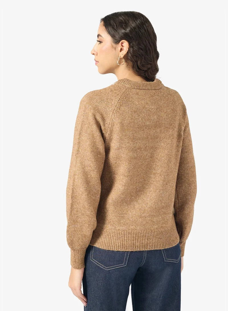 ONLY ONLLAUREN LIFE Long Sleeve Crew NECK BUTTON Knitted sweater