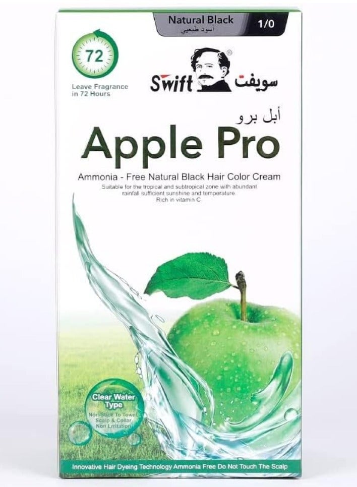 سويفت كريم تلوين الشعر الطبيعي الأسود الخالي من الأمونيا من آبل برو - 1.0 - 2×500 مل