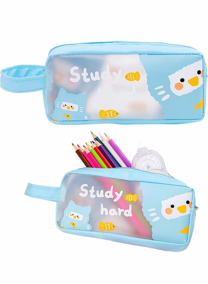 KASTWAVE Clear Pencil Case, Clear Makeup Color Pouch Cosmetics Bag with Zipper - Image 1