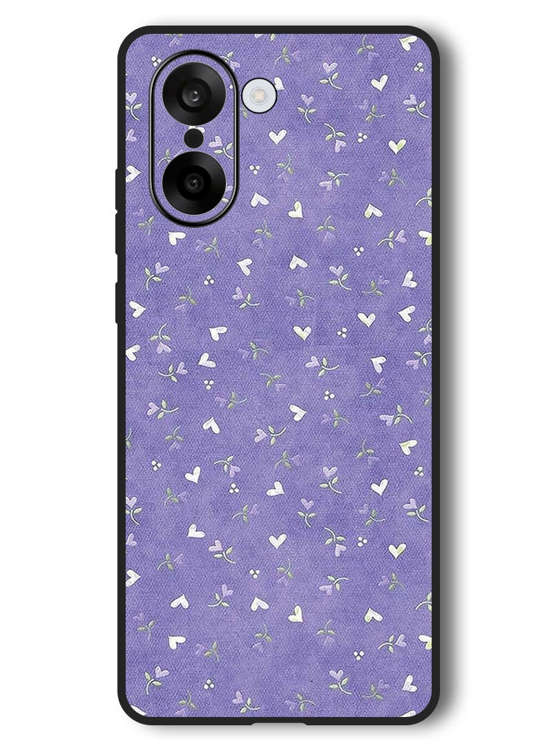 Theodor Case Compatible with OnePlus Nord CE 5 6.77 Inch Protection Shockproof Bumper Cover Hearts Purple Background - Image 1