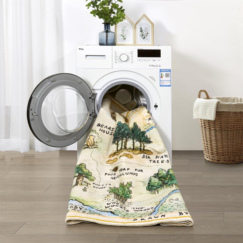 Estmy 3x5 Vintage Woodland Area Rug, Cute Fun Nursery Rugs for Girls Boys Neutral, Thin Pile Faux Wool Soft Stain Resistant Hundred Acre Wood Map Rug, Cartoon Retro Kids Play Rug Infant Playmat - Image 3