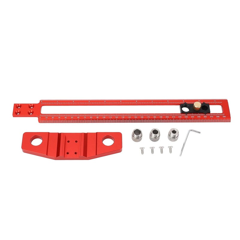 Aluminum Alloy T Square Ruler 30cm with Drill Sleeves for Woodworking Marking Punching - Image 1