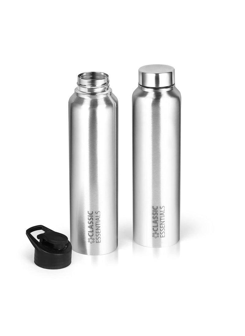 Classic Essentials CLASSIC ESSENTIALS Bottle Combo 1000 ML Bottle and Sipper Pack of 2 Stainless Steel Sipper Bottle with Flip Cap Water Bottle Gym Bottle Fridge Bottle Silver_BottleCombo  - Image 2
