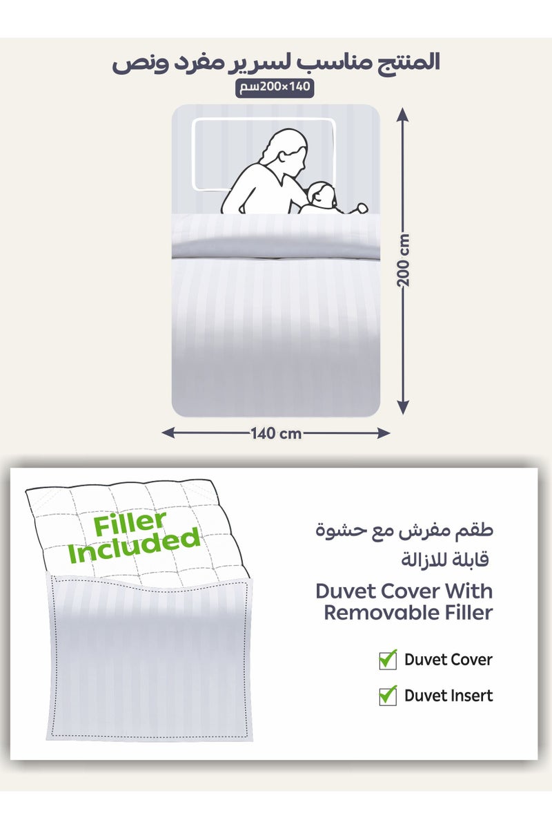 Donetella Striped Comforter Set, Single Size Fits 140x200cm, 5-Piece Hotel Bedding with 350 GSM Filling – Comforter, Comforter Cover, Fitted Sheet, Pillowshams. - Image 3