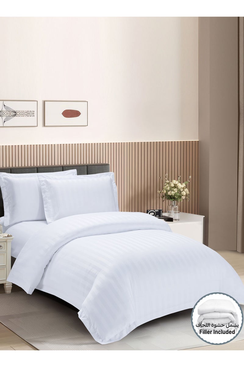 Donetella Striped Comforter Set, Single Size Fits 140x200cm, 5-Piece Hotel Bedding with 350 GSM Filling – Comforter, Comforter Cover, Fitted Sheet, Pillowshams. - Image 2