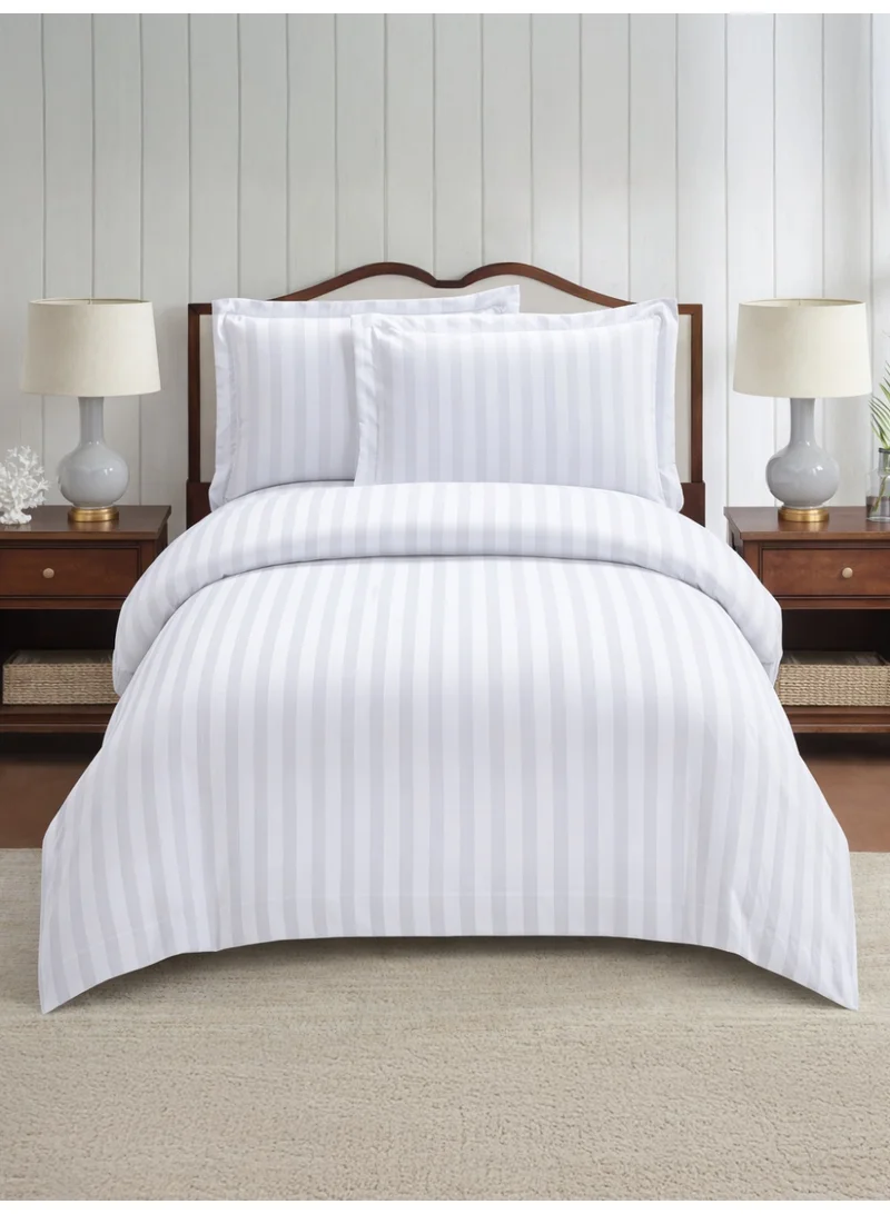 Donetella Striped Comforter Set, Single Size Fits 140x200cm, 5-Piece Hotel Bedding with 350 GSM Filling – Comforter, Comforter Cover, Fitted Sheet, Pillowshams.
