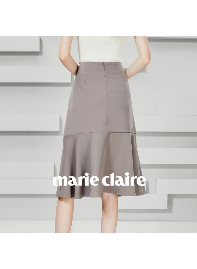 Marie Claire Light Luxury Temperament Midi Skirt Women 2025 Autumn New High-end A-line Skirt High Waist Slimming Half Skirt - Image 4