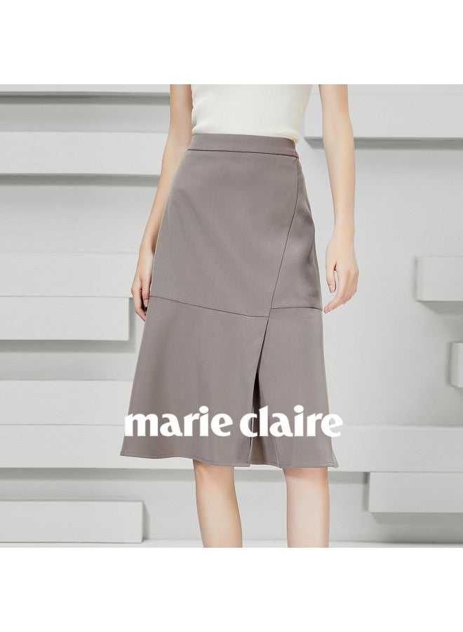 Marie Claire Light Luxury Temperament Midi Skirt Women 2025 Autumn New High-end A-line Skirt High Waist Slimming Half Skirt - Image 3