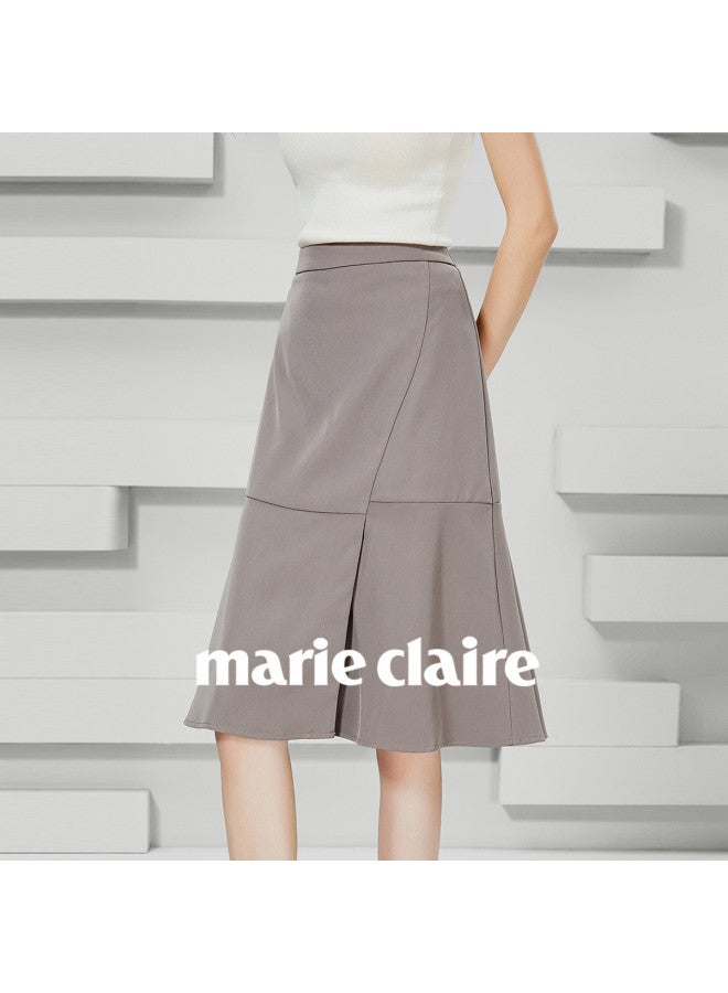 Marie Claire Light Luxury Temperament Midi Skirt Women 2025 Autumn New High-end A-line Skirt High Waist Slimming Half Skirt - Image 2